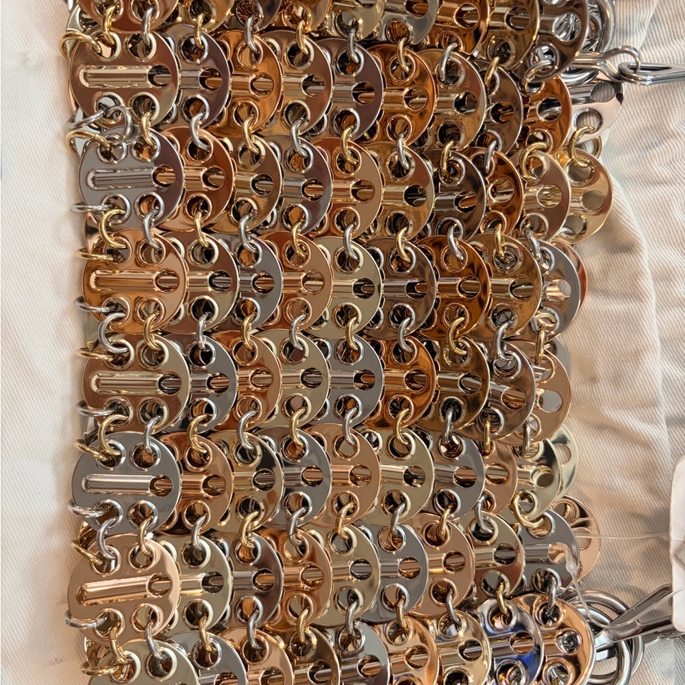 Rabanne Sac a Main Nano Metallic chain link Shoulder Bag in Mixed Gold & Silver - Picture 7 of 8